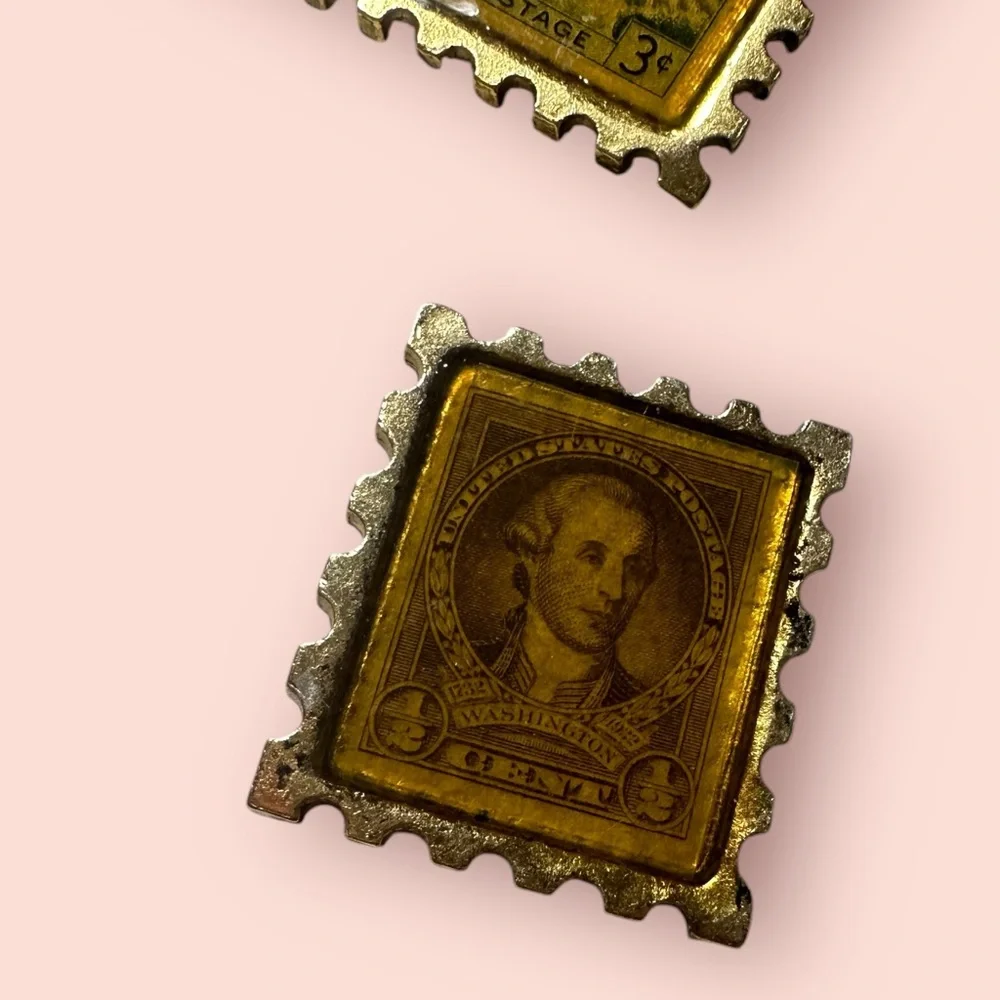 Vintage Nony New York Vintage Tie Clips Postage Stamp Design